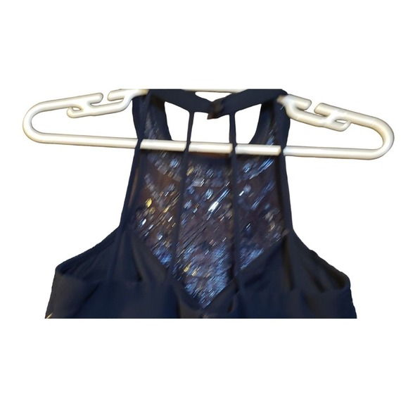 B.Darlin Juniors' BLUE HALTER NECK RHINESTONE BEADED CROPPED TOP SIZE 5/6 Vegas - Picture 4 of 16
